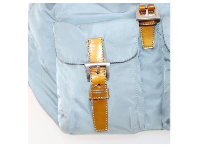 Zaino PRADA in nylon azzurro chiaro argento autentico hk3498A Blu chiaro - vista 29