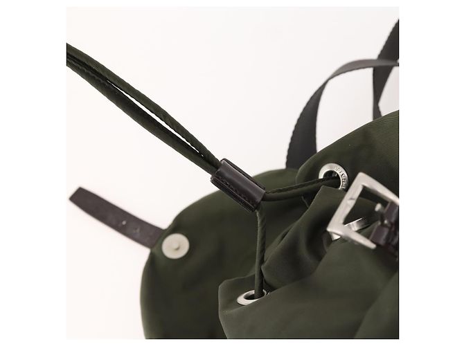 PRADA Backpack Nylon Khaki Silver Auth LNZ259 Silvery - view 21