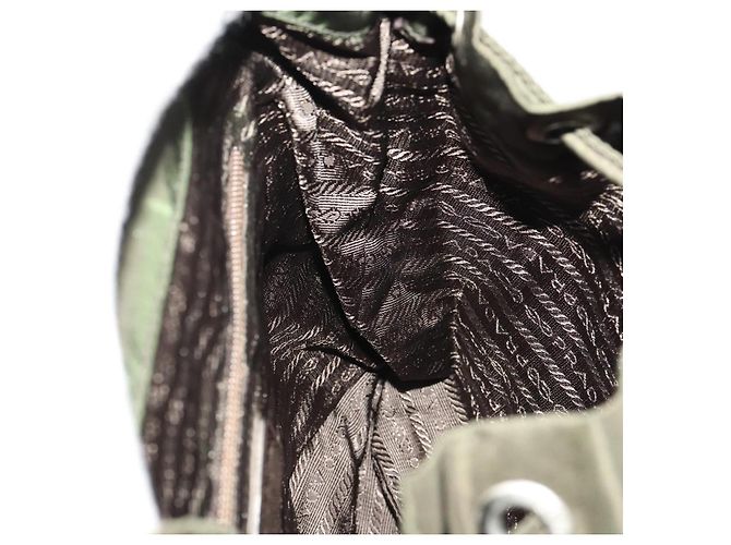 PRADA Backpack Nylon Khaki Silver Auth LNZ259 Silvery - view 23