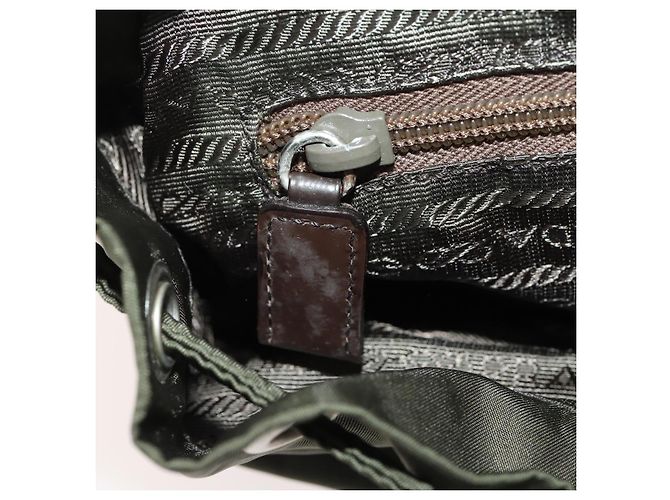 PRADA Backpack Nylon Khaki Silver Auth LNZ259 Silvery - view 26