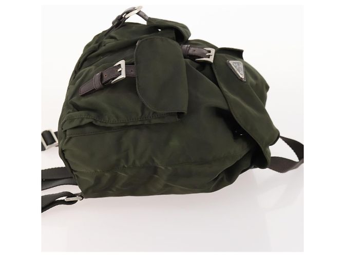 PRADA Backpack Nylon Khaki Silver Auth LNZ259 Silvery - view 3