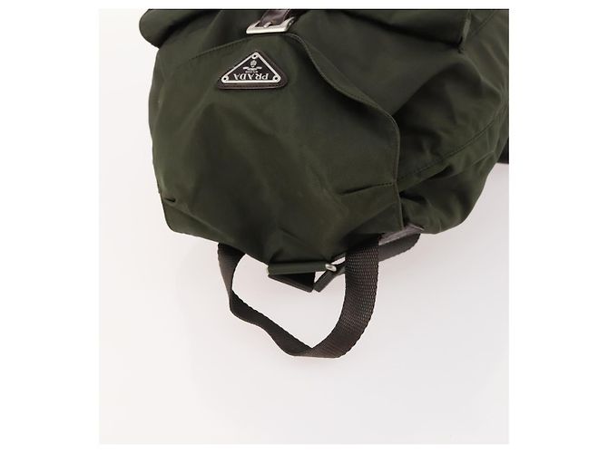 PRADA Backpack Nylon Khaki Silver Auth LNZ259 Silvery - view 6
