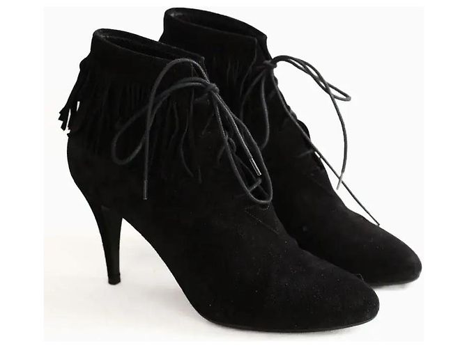 Saint Laurent Stivaletti neri con lacci Nero - vista 3