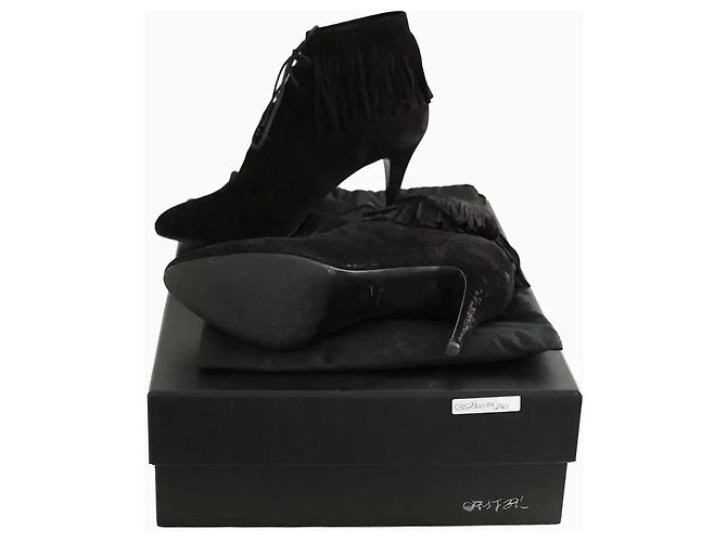 Saint Laurent Stivaletti neri con lacci Nero - vista 6