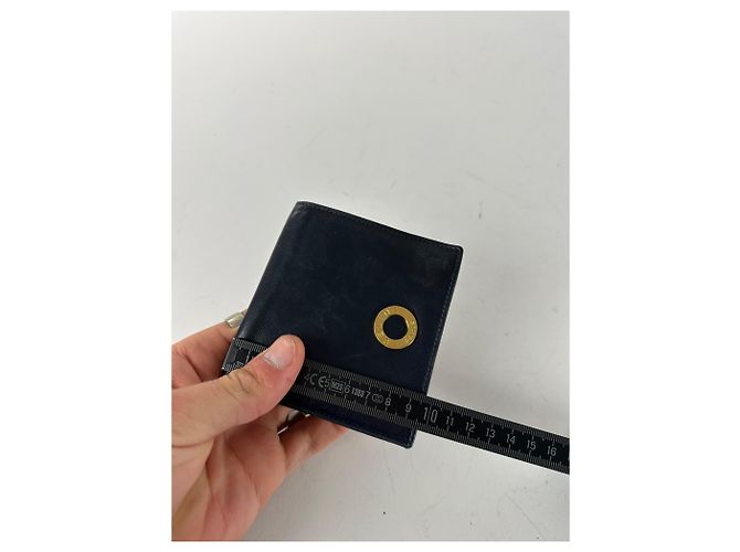Céline Vintage Celine Paris Leather Flapable Wallet Black Navy blue - view 10