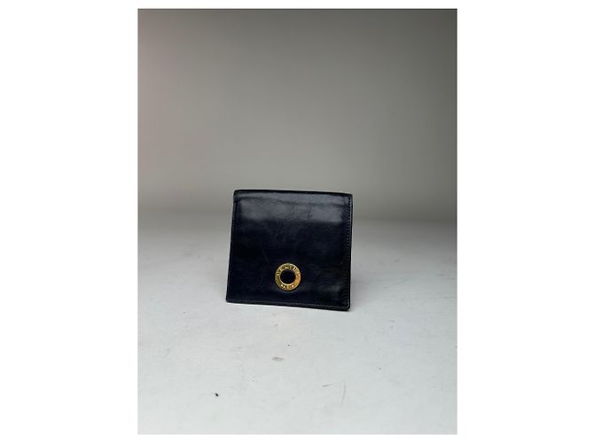 Céline Vintage Celine Paris Leather Flapable Wallet Black Navy blue - view 11
