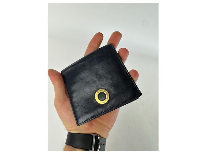 Céline Vintage Celine Paris Leather Flapable Wallet Black Navy blue - view 3