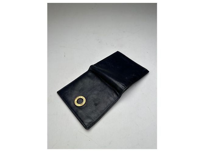 Céline Vintage Celine Paris Leather Flapable Wallet Black Navy blue - view 8