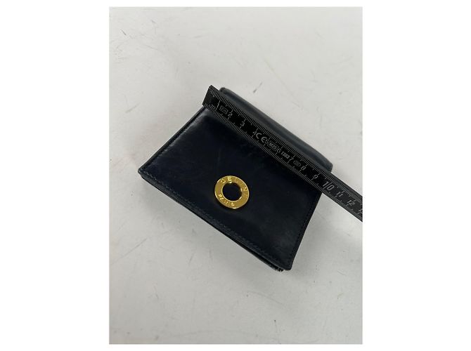 Céline Vintage Celine Paris Leather Flapable Wallet Black Navy blue - view 9
