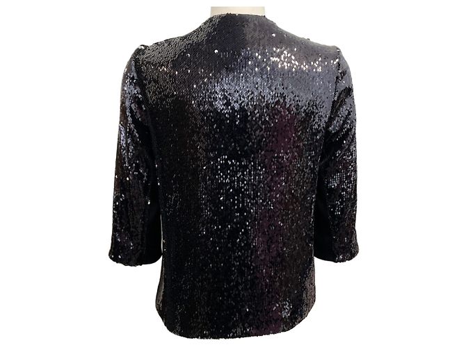 Autre Marque Galvan London Black Sequined Open Front Jacket - view 3