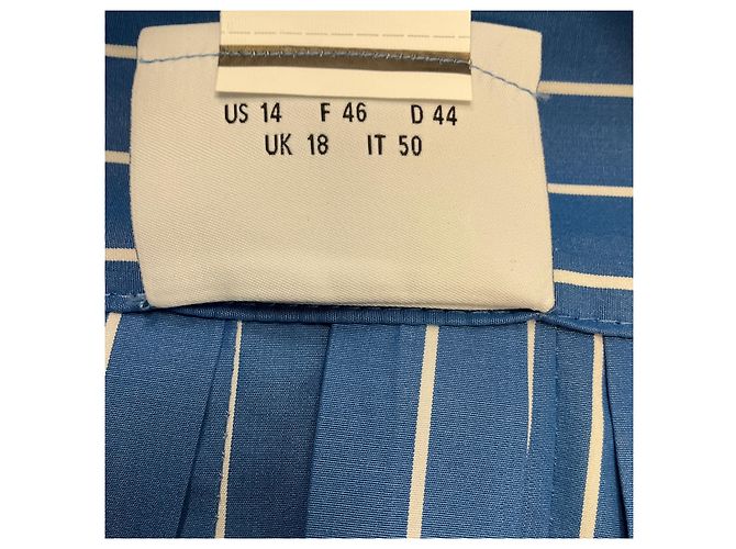 Falda midi de algodón rayada azul medio / crema con cinturón Akris Punto - vista 5