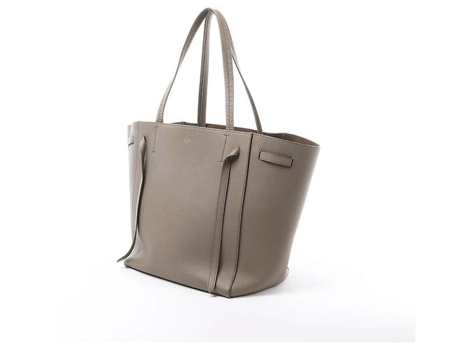 Céline Bolsa de Ombro Pequena em Couro Celine Cabas Phantom na Cor Taupe - vista 2
