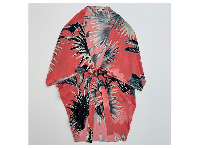 Autre Marque Adriana Degreas Seidentop mit Blumenmuster Lachs - Ansicht 2