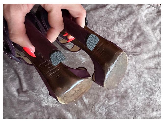 Tacchi a piattaforma in pelle viola con cinturini Dsquared2 Porpora - vista 10