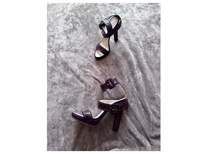 Tacchi a piattaforma in pelle viola con cinturini Dsquared2 Porpora - vista 2