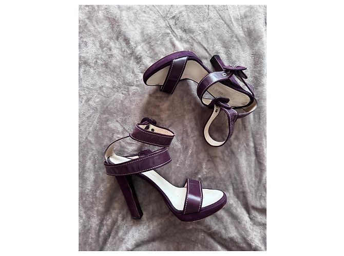 Tacchi a piattaforma in pelle viola con cinturini Dsquared2 Porpora - vista 4