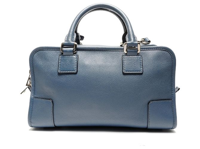Borsa a Spalla Loewe Amazona Anagram in Pelle Blu - vista 2