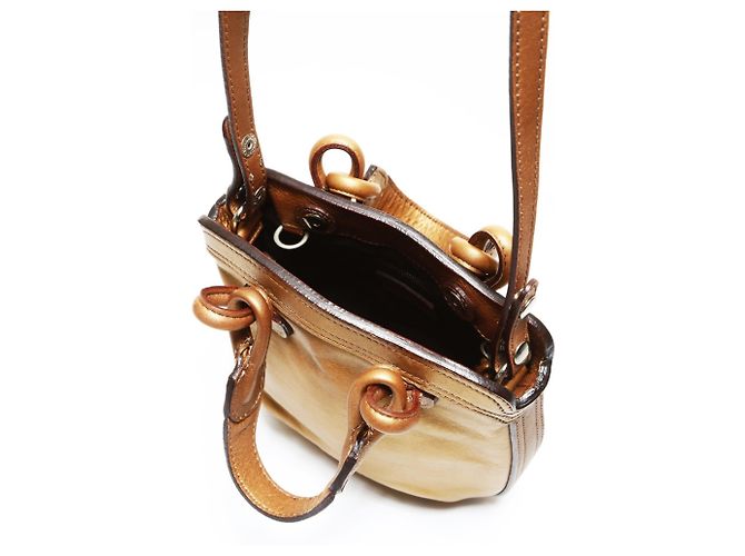 Loewe Gold Leder 2-Wege Tote Tasche Golden - Ansicht 12