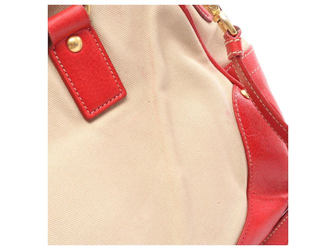 Borsa a mano 2 in 1 Prada rossa e beige pelle e tela Rosso - vista 10