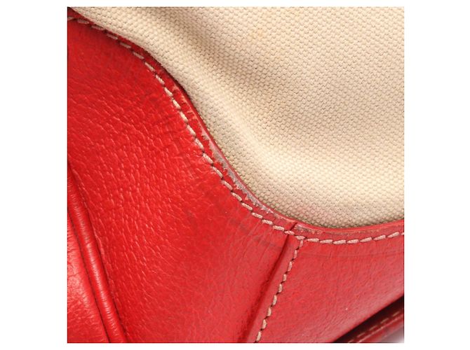 Borsa a mano 2 in 1 Prada rossa e beige pelle e tela Rosso - vista 11