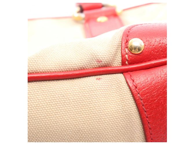 Borsa a mano 2 in 1 Prada rossa e beige pelle e tela Rosso - vista 12