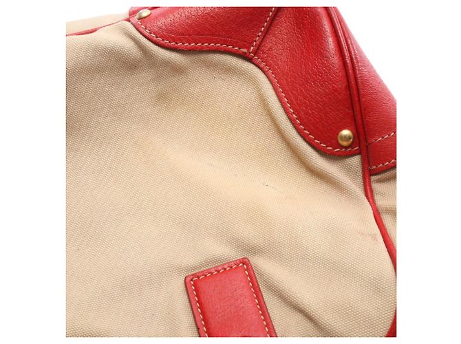 Borsa a mano 2 in 1 Prada rossa e beige pelle e tela Rosso - vista 13