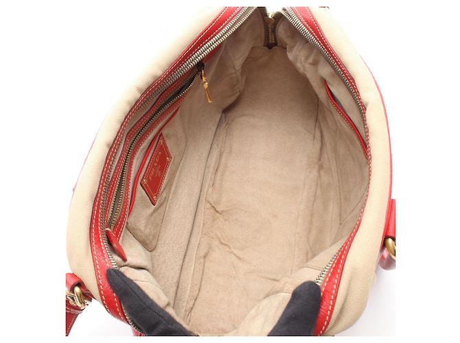 Borsa a mano 2 in 1 Prada rossa e beige pelle e tela Rosso - vista 3