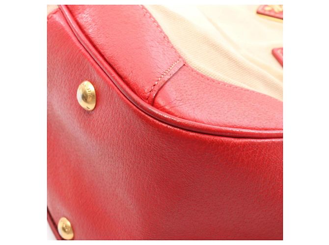 Borsa a mano 2 in 1 Prada rossa e beige pelle e tela Rosso - vista 9