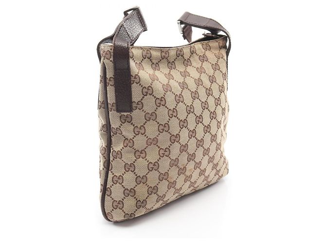 Borsa a Spalla Gucci GG in Tela Marrone Beige - vista 2