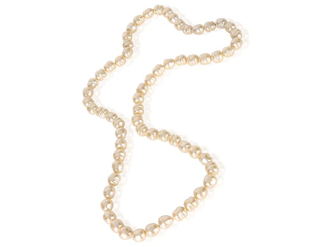 Collana in perle barocche finte vintage 1981 placcata in oro Chanel - vista 3