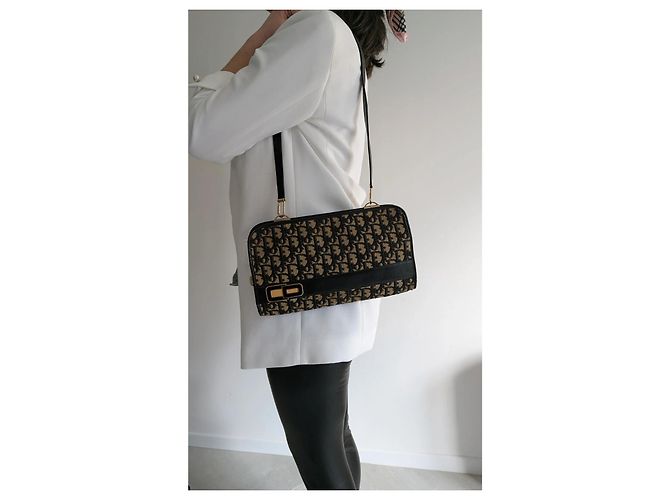 Borsa Dior Oblique in tela e pelle nera beige Nero - vista 16