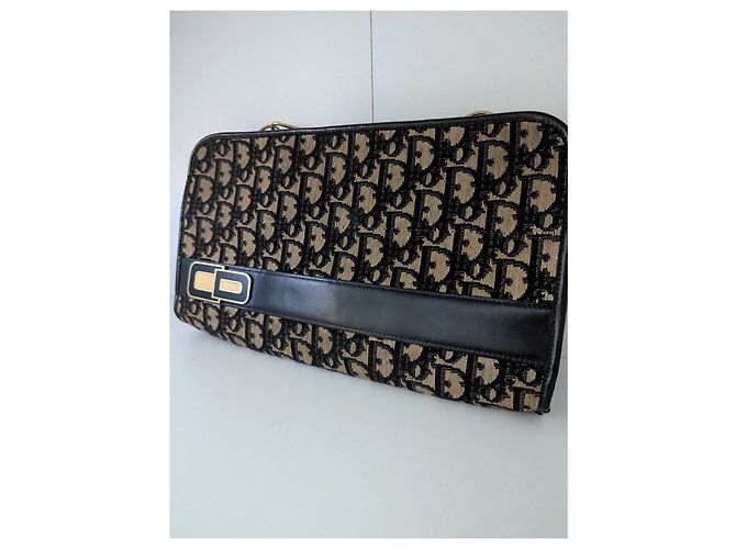 Borsa Dior Oblique in tela e pelle nera beige Nero - vista 2