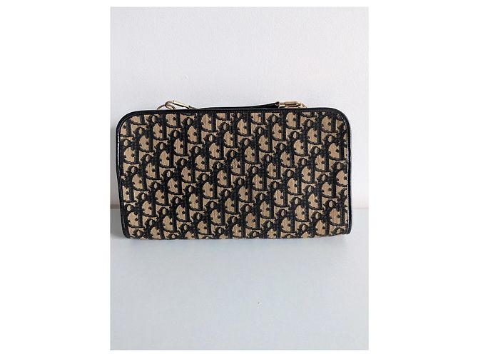 Borsa Dior Oblique in tela e pelle nera beige Nero - vista 3