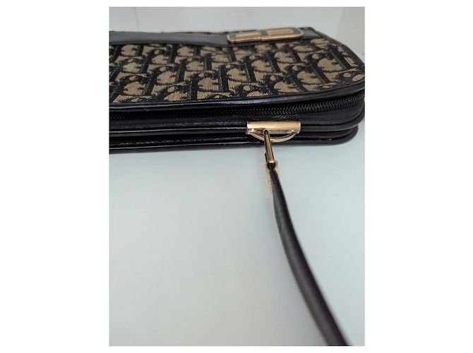 Borsa Dior Oblique in tela e pelle nera beige Nero - vista 8