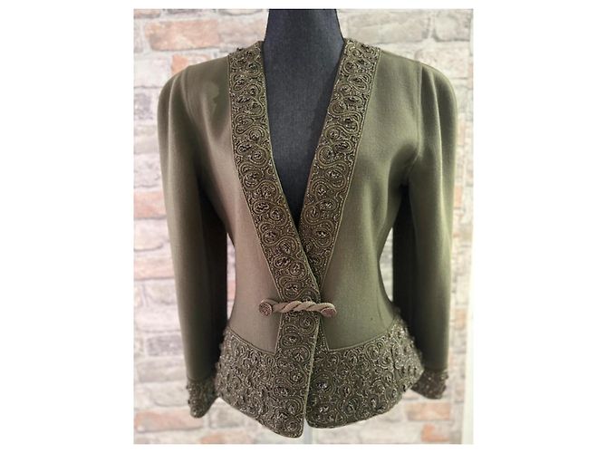 Giacca Oscar de la Renta decorata con perle Verde - vista 6
