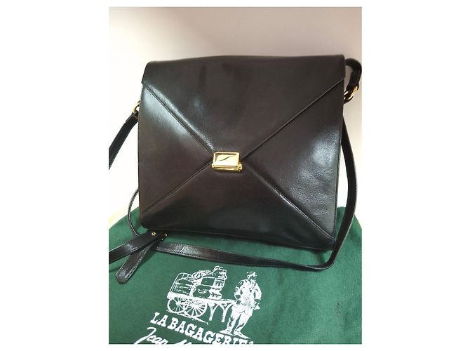 Borsa a spalla in pelle nera La Bagagerie Jean Marlaix - vista 2