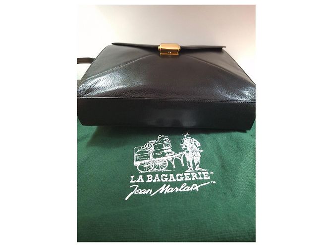 Borsa a spalla in pelle nera La Bagagerie Jean Marlaix - vista 3