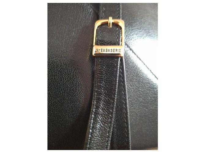 Borsa a spalla in pelle nera La Bagagerie Jean Marlaix - vista 7