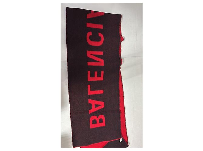 Sciarpa Balenciaga in lana bicolore Nero Rosso - vista 2
