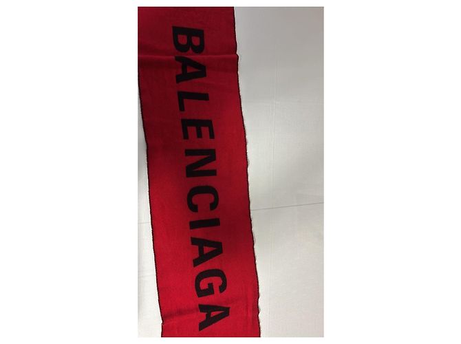 Sciarpa Balenciaga in lana bicolore Nero Rosso - vista 4