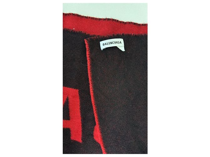 Sciarpa Balenciaga in lana bicolore Nero Rosso - vista 5