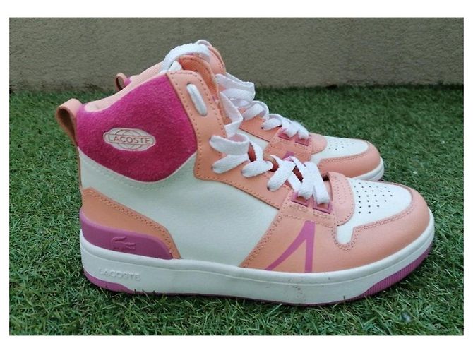 Sneakers alte Lacoste rosa e bianche Bianco Marrone chiaro - vista 5