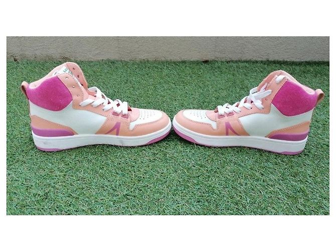 Sneakers alte Lacoste rosa e bianche Bianco Marrone chiaro - vista 6