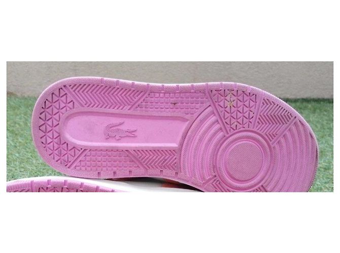 Sneakers alte Lacoste rosa e bianche Bianco Marrone chiaro - vista 7