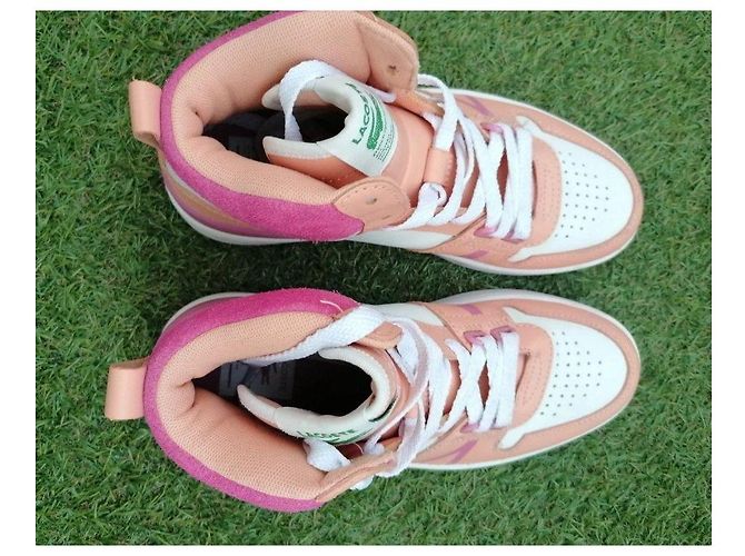 Sneakers alte Lacoste rosa e bianche Bianco Marrone chiaro - vista 8