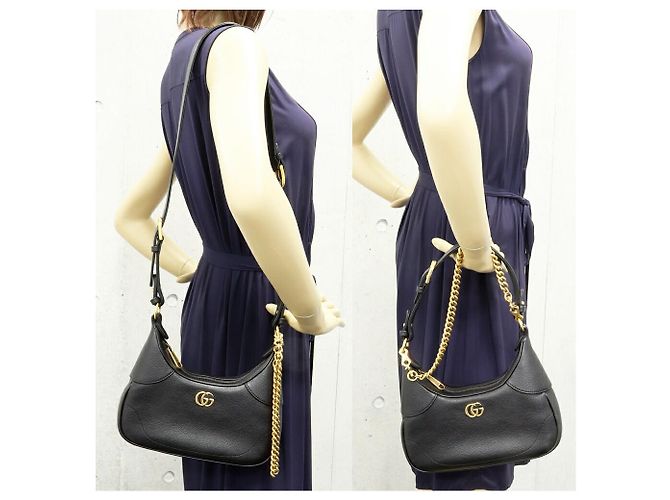 Borsa a Spalla 2 in 1 Gucci Aphrodite in Pelle di Vitello Nero - vista 2