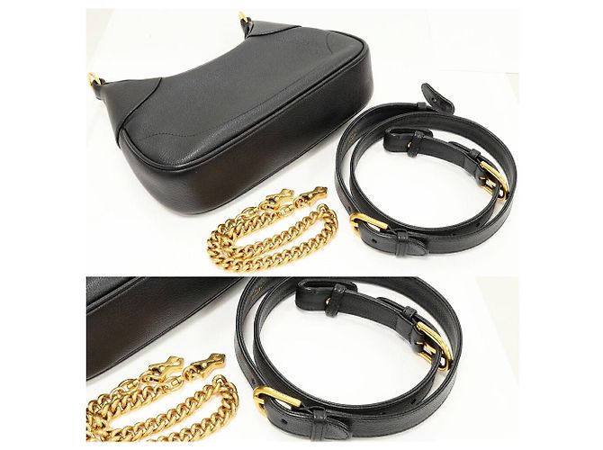 Borsa a Spalla 2 in 1 Gucci Aphrodite in Pelle di Vitello Nero - vista 3