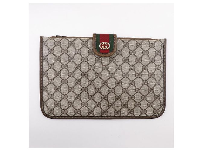 Borsa a mano in PVC GG intrecciato Gucci Marrone - vista 14