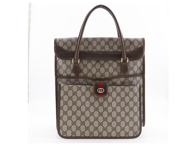 Borsa a mano in PVC GG intrecciato Gucci Marrone - vista 19