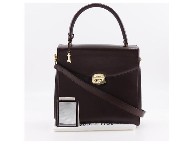 Autre Marque Borsa 2 in 2 in vitello Gold Pfeil Marrone Bordò - vista 19